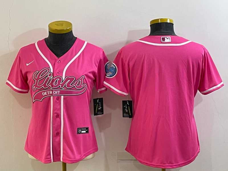 Women's Detroit Lions Blank Pink With Patch Cool Base Stitched Baseball Jersey,We sell and wholesale Women's Detroit Lions Blank Pink With Patch Cool Base Stitched Baseball Jersey on line form chian!
